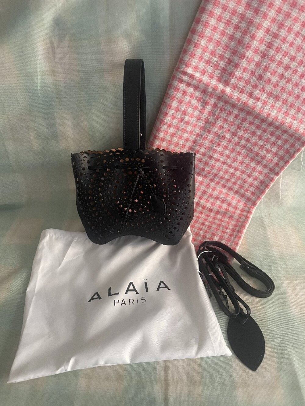 Alaïa Rose Marie Mini Vienne Mini Drawstring Bucket Bag